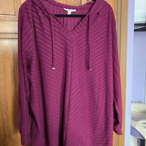 Woman Within Berry Hooded Knit Top